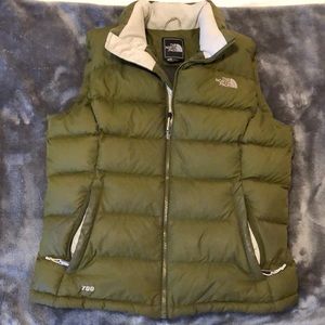 Olive green North Face down vest